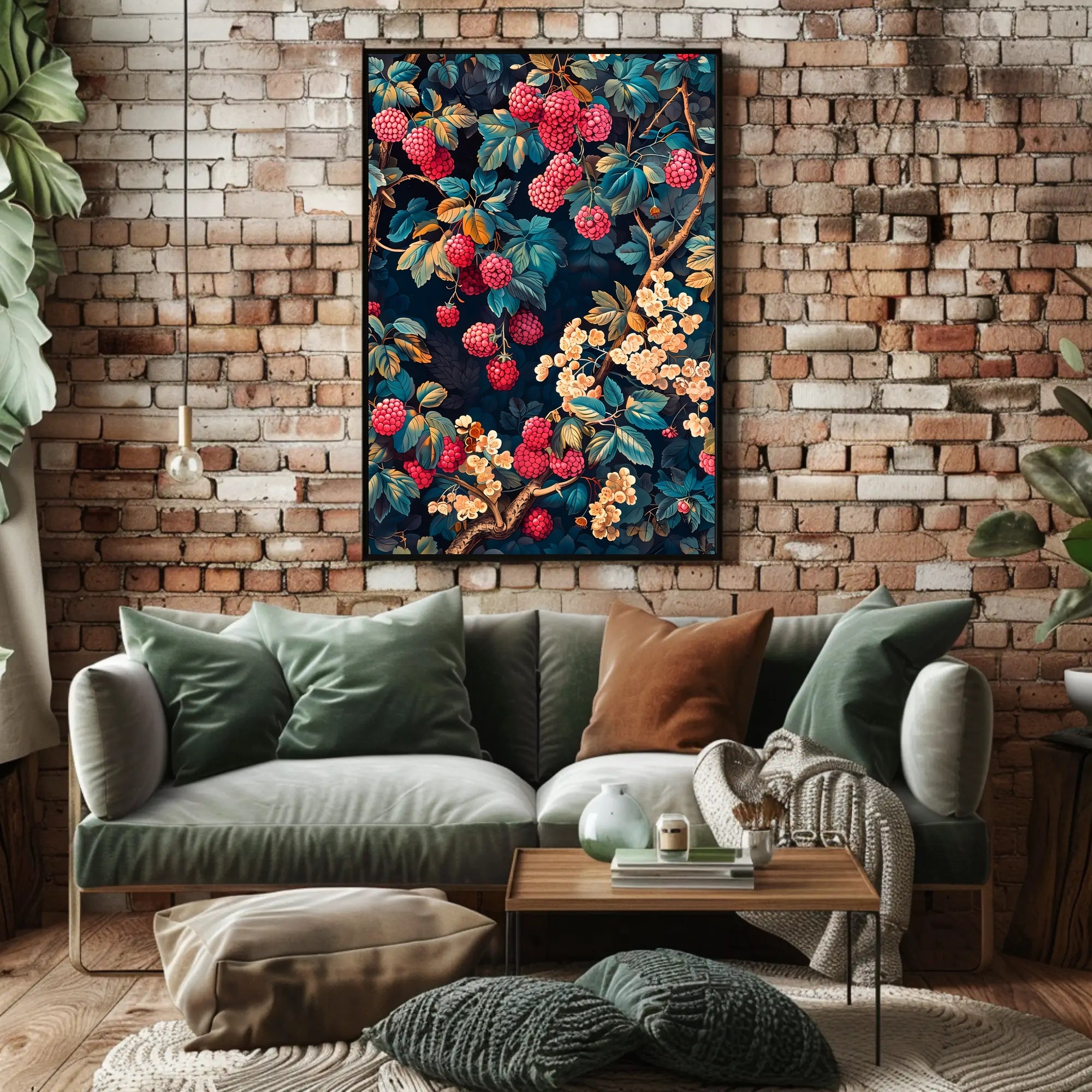 Lush Berry Landscape Botanical Art Poster