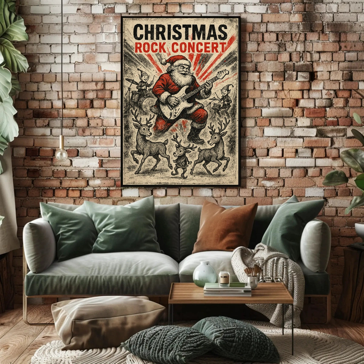 Christmas Rock Concert Santa Vintage Music or Concert Poster