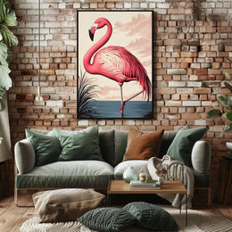 Flamingo Poster Graceful Pink Bird Coastal Wall Art