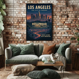 Los Angeles Dreams: Hollywood Sign & Skyline Poster