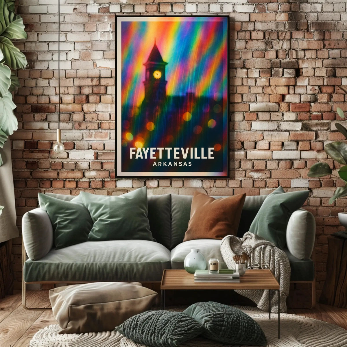 Fayetteville Arkansas Scenic Travel Minimalist Digital Painting Wanderlust Home Decor Poster