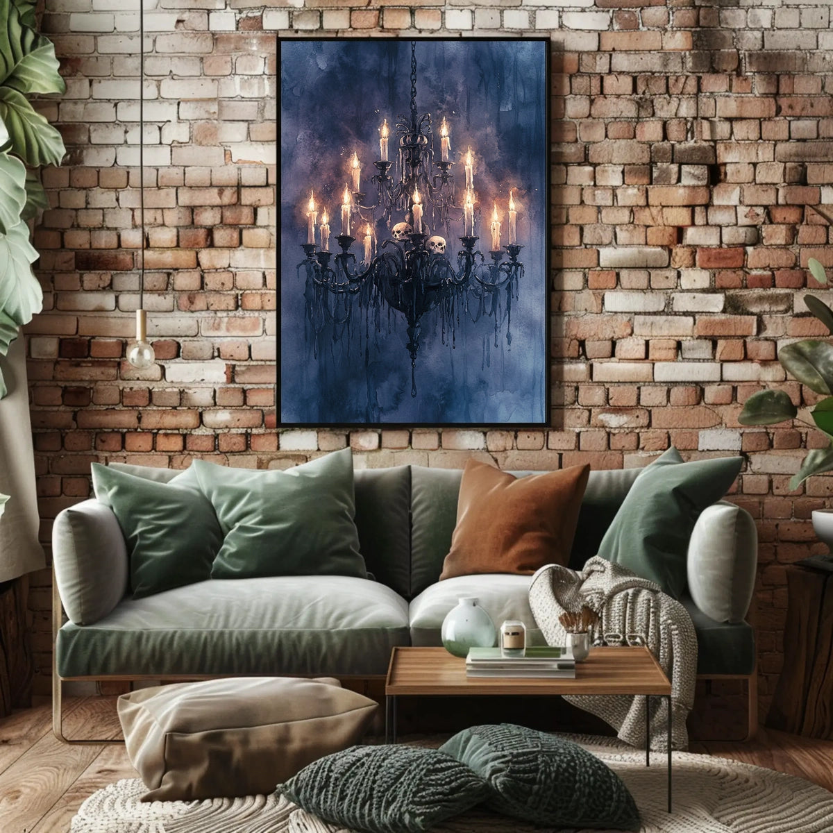 Gothic Chandelier with Skulls Perfect Artistic Statement Poster