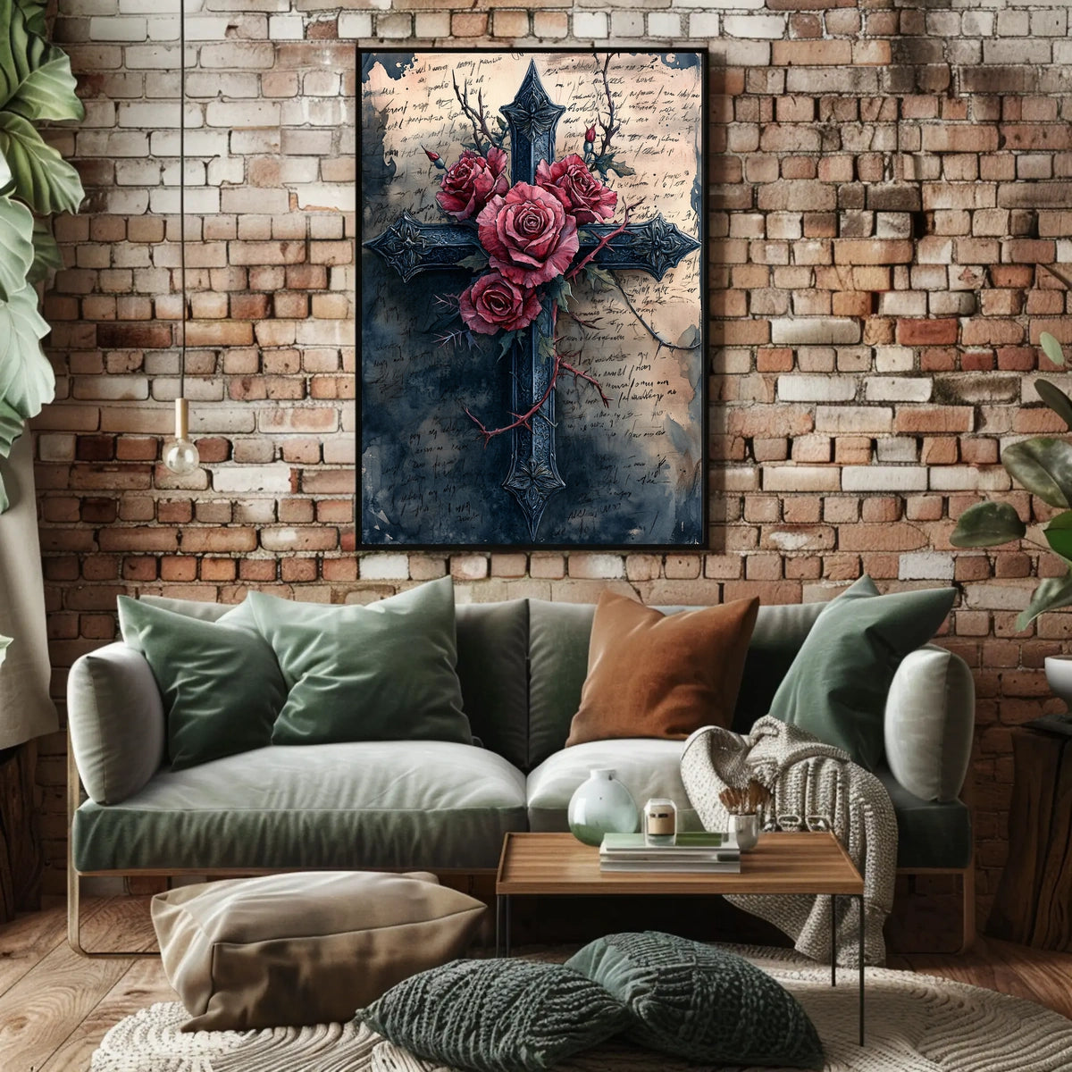 Gothic Cross With Roses Design Poster