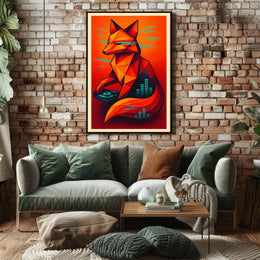 Geometric Fox With Digital Vibes Poster