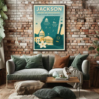 Jackson Mississippi Vintage Landmarks Cultural or Heritage Poster PosterGoat