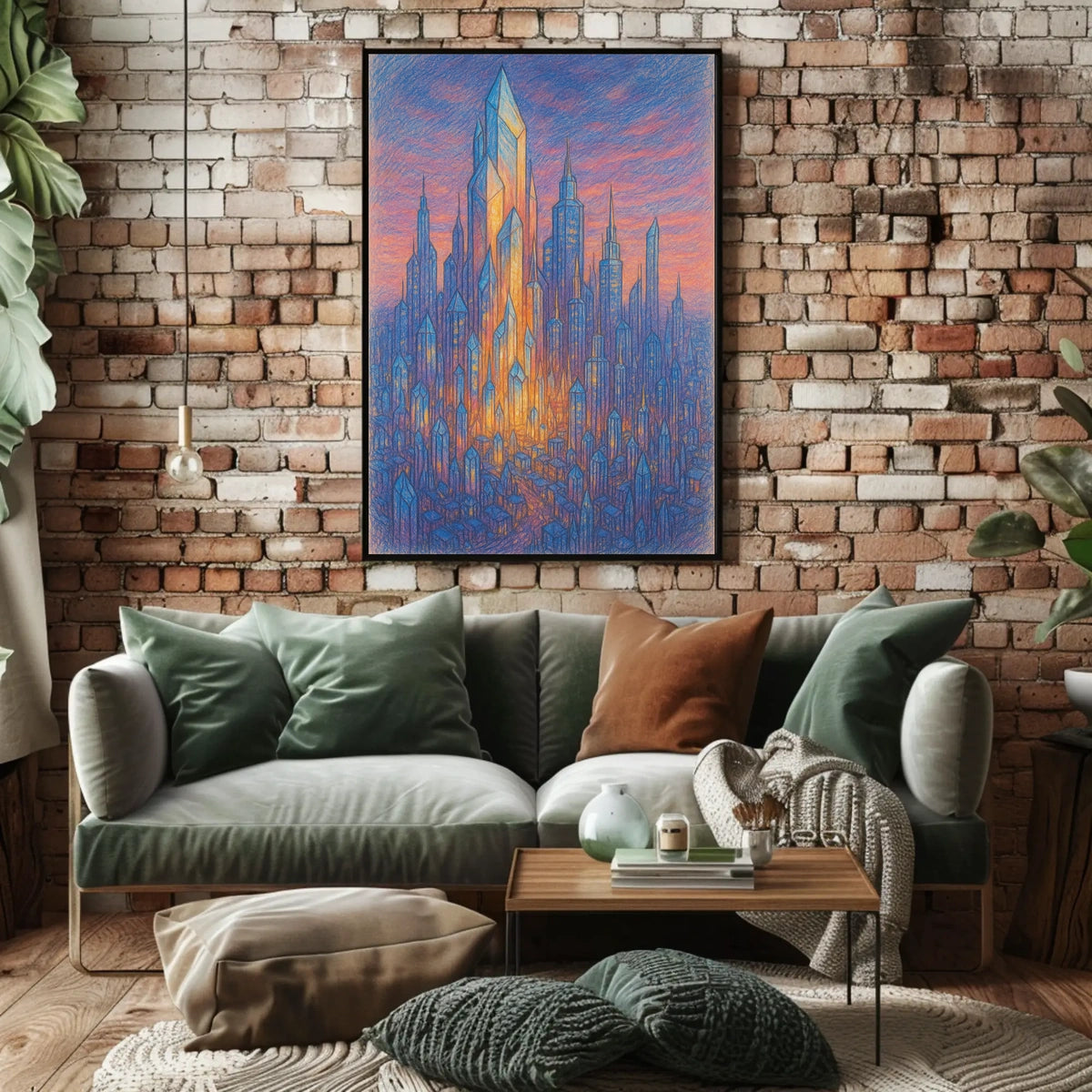 Vibrant Abstract Cityscape Futuristic Sci-Fi Poster