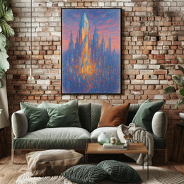 Vibrant Abstract Cityscape Futuristic Sci-Fi Poster