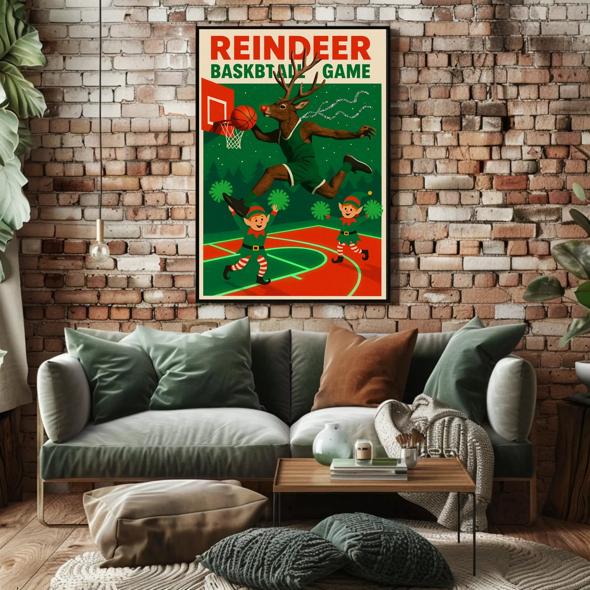 Reindeer Basketball Game Poster