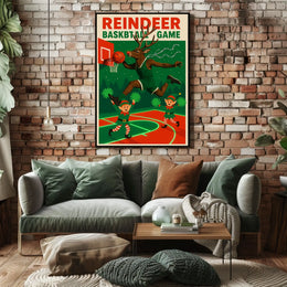 Reindeer Basketball Game Poster