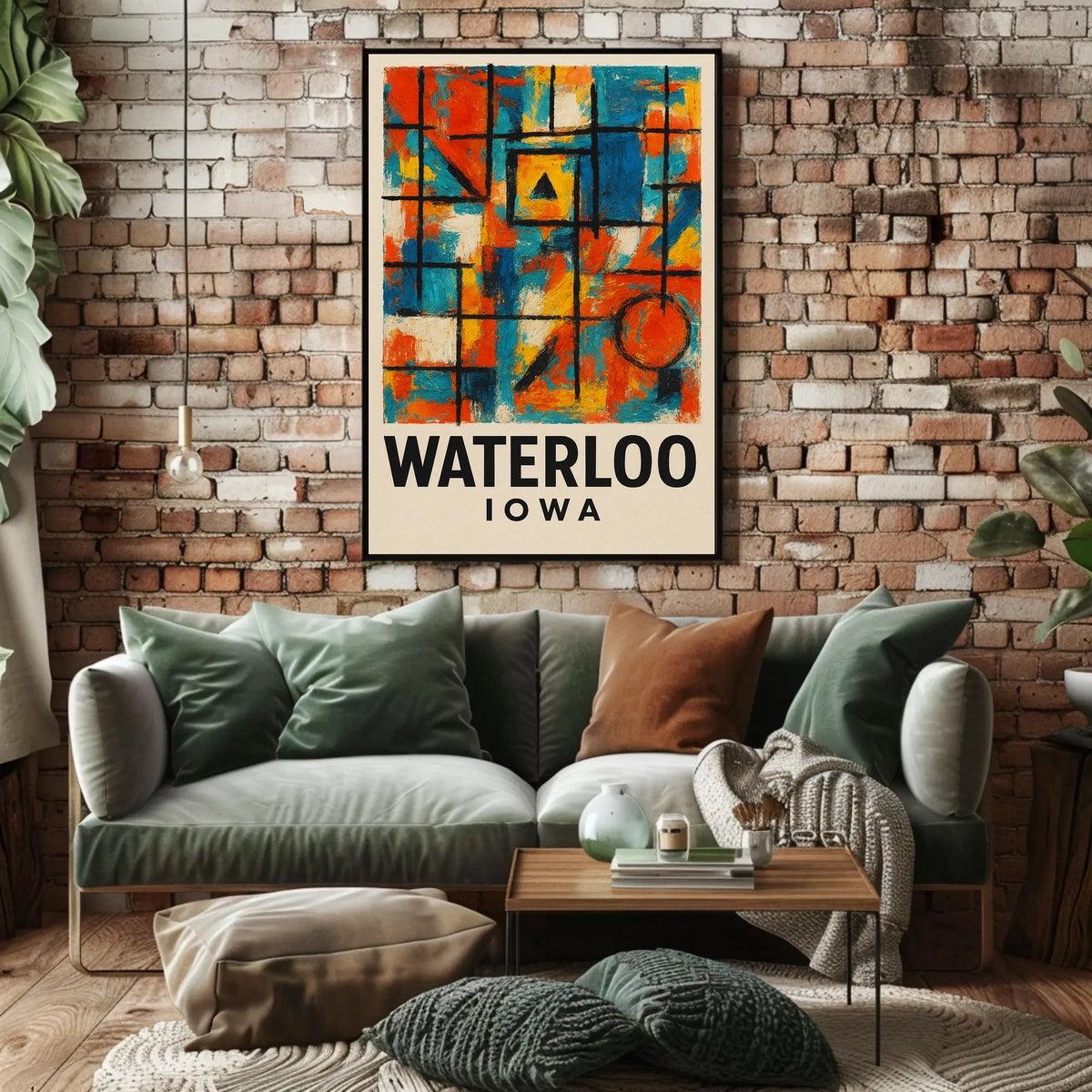 Waterloo Iowa Modern Abstract Art Poster Print