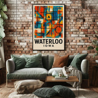Waterloo Iowa Modern Abstract Art Poster Print