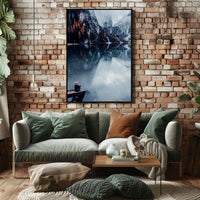 Serene Mountain Lake Autumn Reflection Art Poster