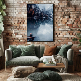 Serene Mountain Lake Autumn Reflection Art Poster