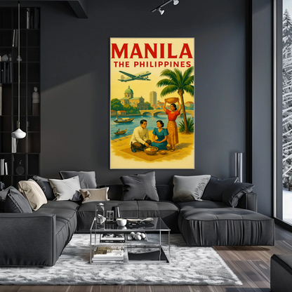 Manila Philippines Bridge Market Heritage Scene Poster