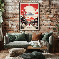 Traditional Japanese Street Scene Travel Poster