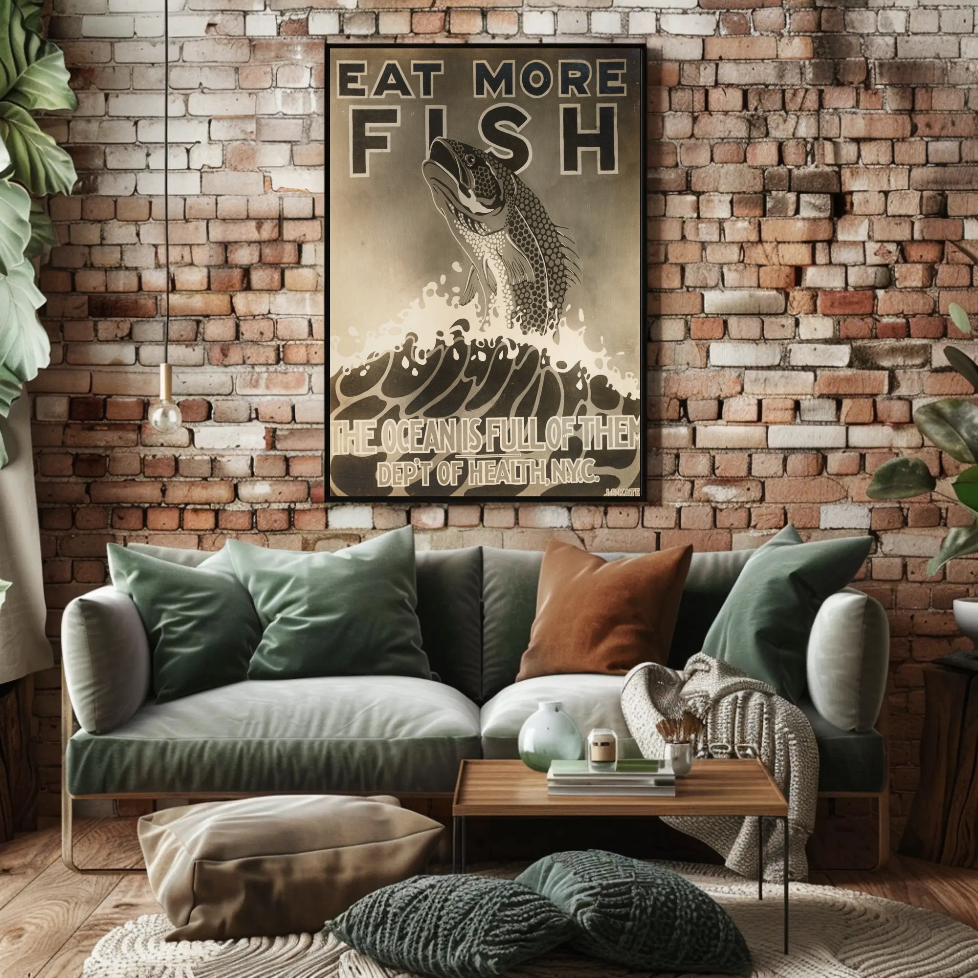 Fish Abundance NYC Vintage Public Health Poster PosterGoat