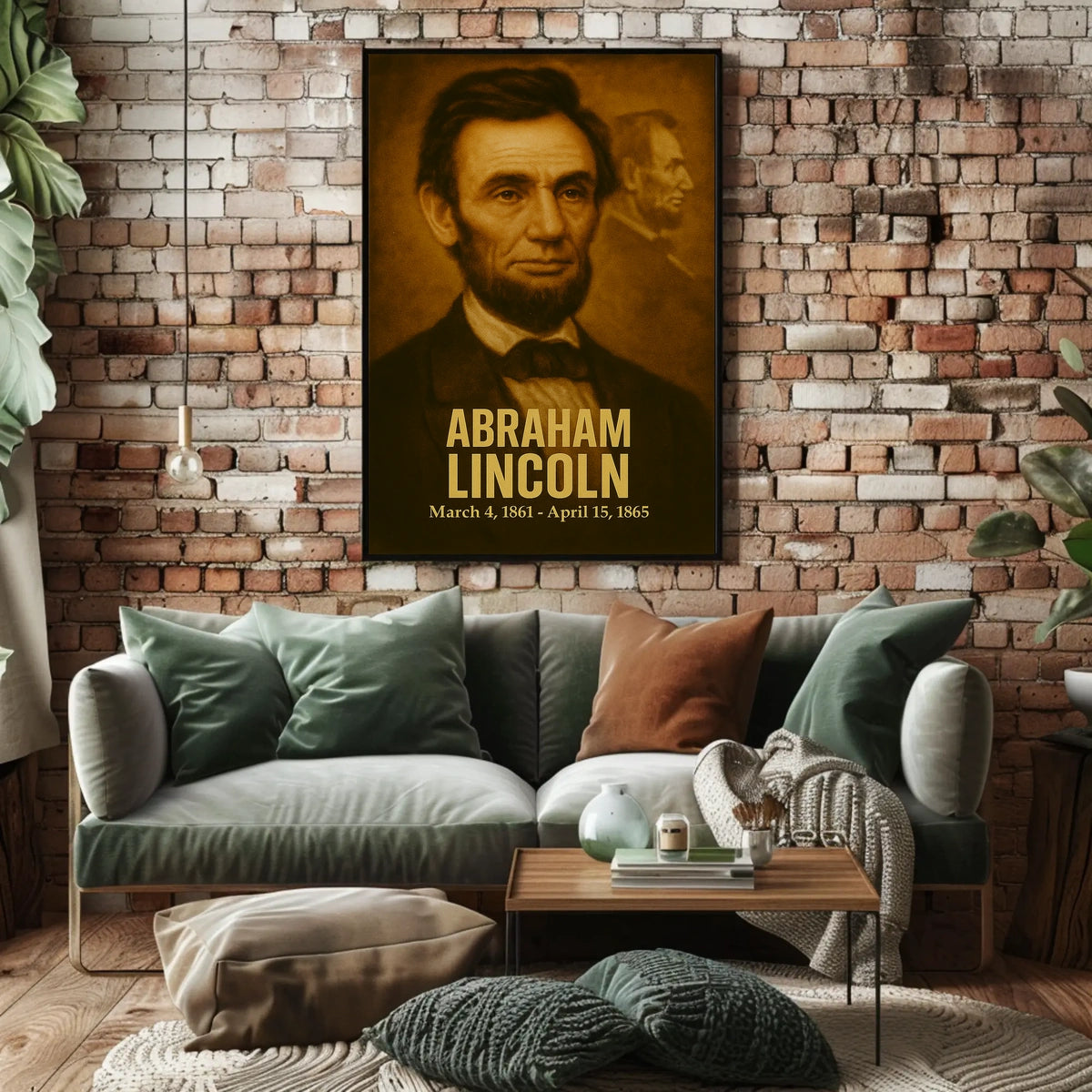 Abraham Lincoln Vintage Analog Film Aesthetic Poster Presidential Portrait Wall Art Historical Freedom Print