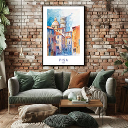Pisa Leaning Tower Watercolor Art Travel Poster PosterGoat