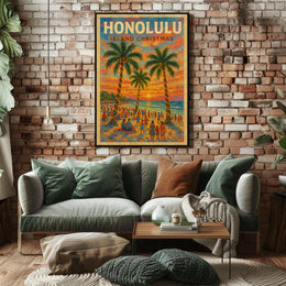Honolulu Island Christmas Poster