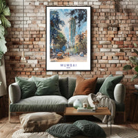 Mumbai's Vibrant Watercolor Cityscape with Energetic Urban or Cityscape Poster PosterGoat
