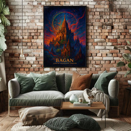 Bagan Mystical Temples Surreal Art Poster Print