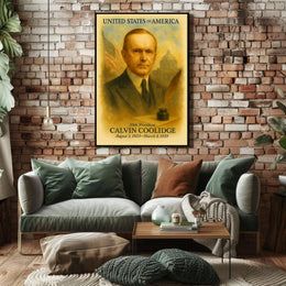 Calvin Coolidge 30th President of the United States Vintage Watercolor Poster