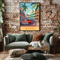 Classic Havana in Vibrant Streets: Travel Poster