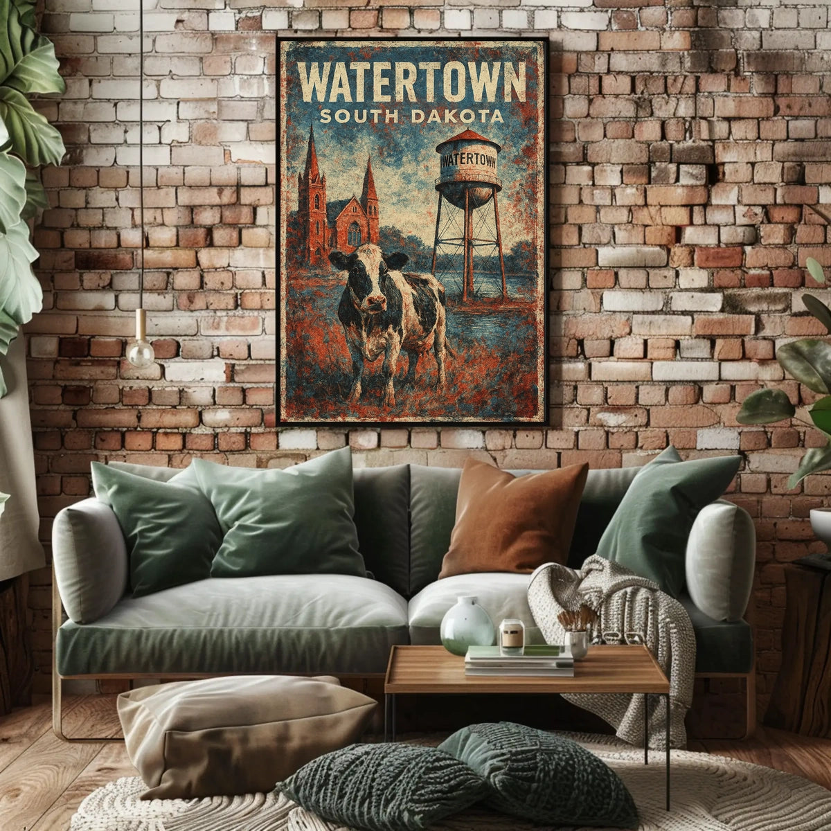 Watertown South Dakota Rustic Charm Travel Rural Scenic Prairie Heritage Folk Art Wanderlust Poster