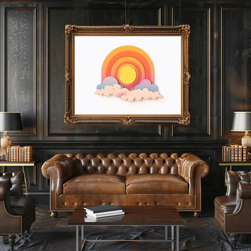 Modern Abstract Sunrise Sunset Paper Art Poster