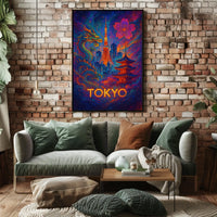 Tokyo Tower Fantasy: Vibrant Poster of Tradition & Modernity