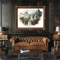 Majestic Waterfalls and Mountains Poster