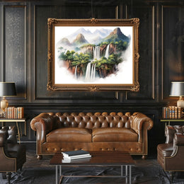 Majestic Waterfalls and Mountains Poster