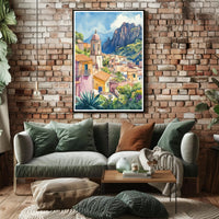 Serene Mediterranean Village Poster PosterGoat
