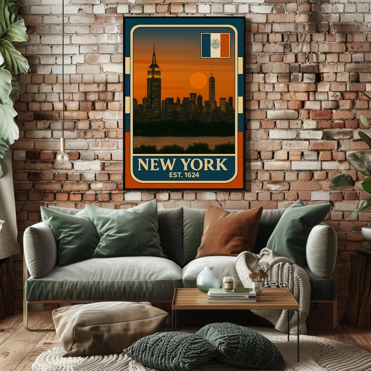 New York City Skyline Poster Vintage Wall Art