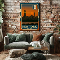 New York City Skyline Poster Vintage Wall Art