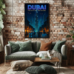 Dubai City Of The Future Poster Futuristic Skyline Decor