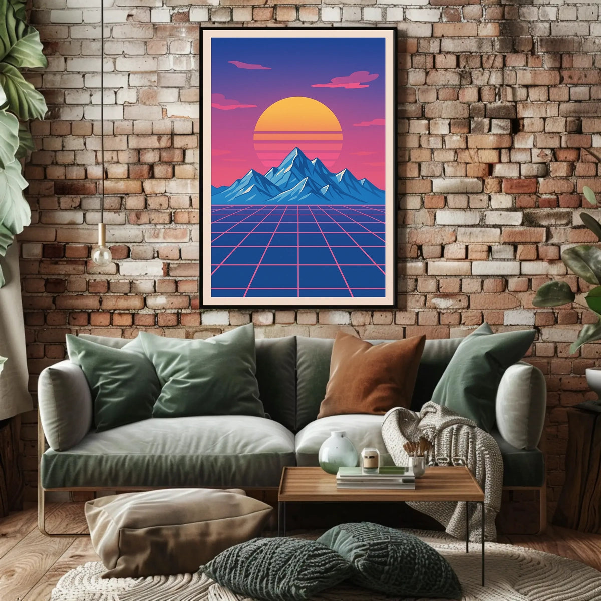 Retro-Futuristic Sunset Art Print: Futuristic Sci-Fi Poster