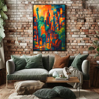 New York City Jazz Poster Abstract Vibrant Wall Art