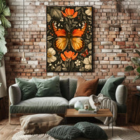 Vibrant Butterfly and Flowers Decorative Animal Poster