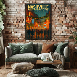 Nashville Music City Mistletoe Poster