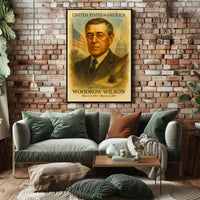 Woodrow Wilson 28th President of the United States Vintage Watercolor Poster