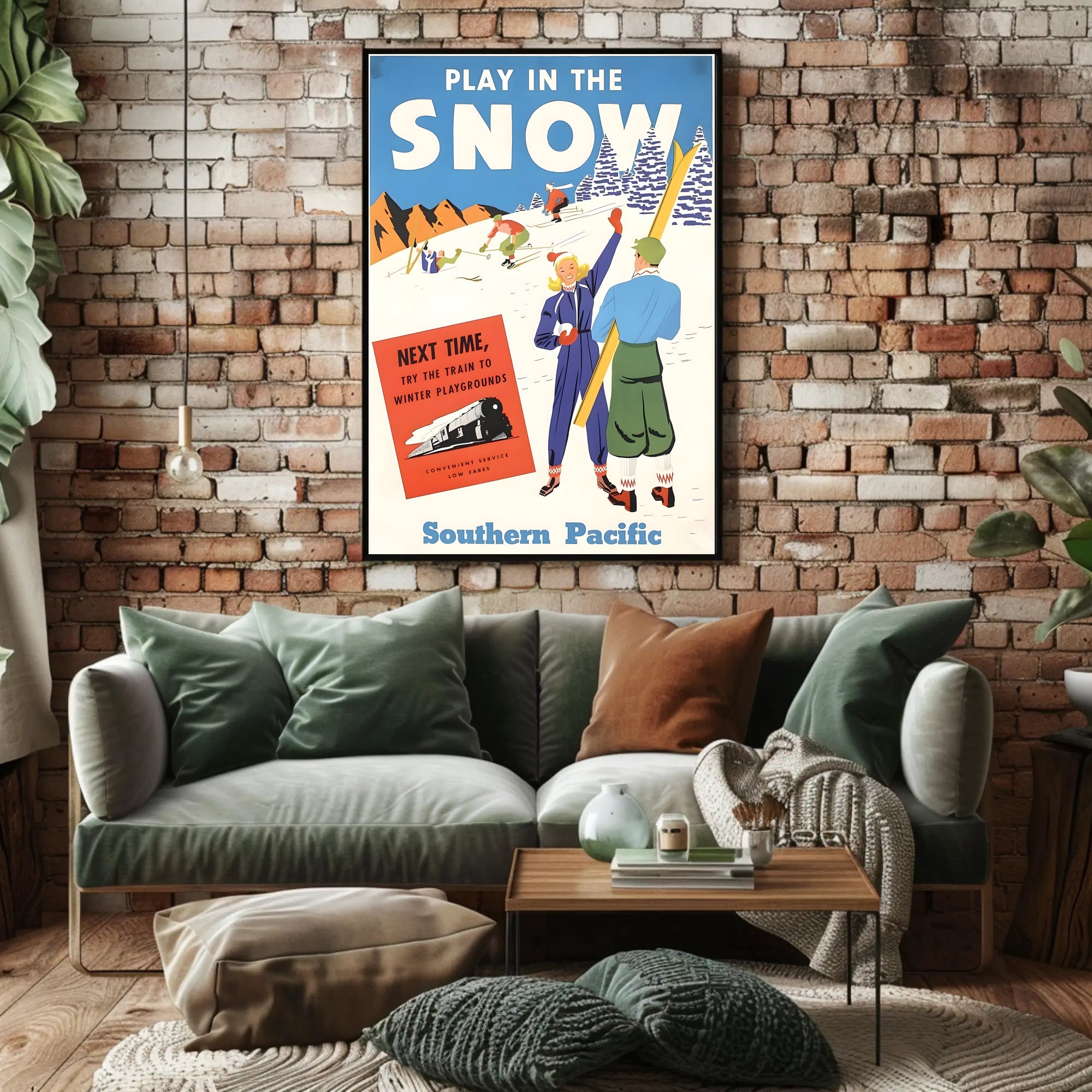 Play in the Snow with Southern Pacific Poster PosterGoat