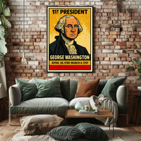 George Washington 1st President of the United States Inked Comic Style Poster