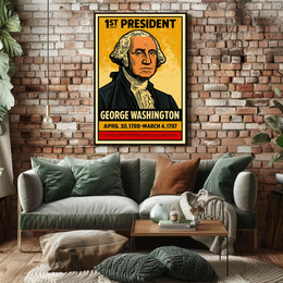 George Washington 1st President of the United States Inked Comic Style Poster