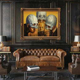 Surreal Identity Art with Skulls and Jars - Artistic Poster