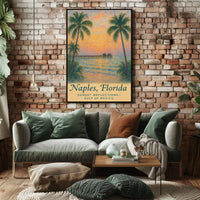 Naples Sunset Pier Impressionistic Art Poster