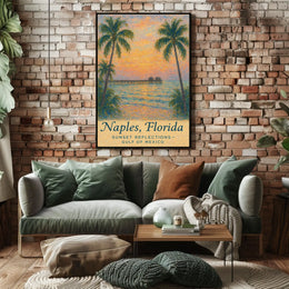 Naples Sunset Pier Impressionistic Art Poster