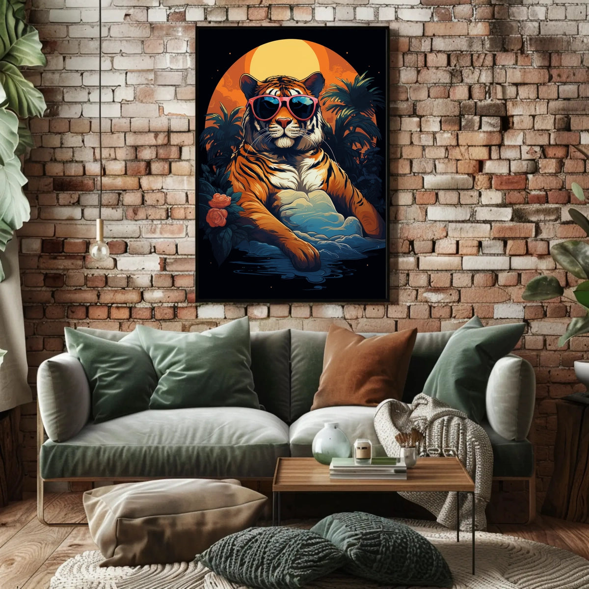 Stylized Tiger Tropical Escape Animal Poster