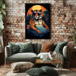 Stylized Tiger Tropical Escape Animal Poster