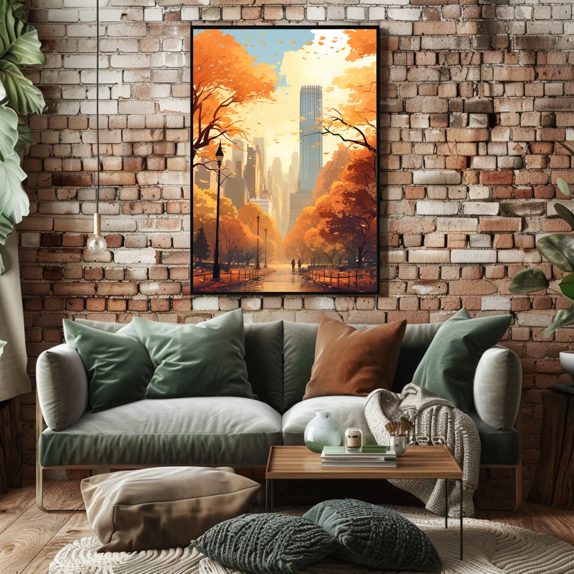 Central Park Autumn Escape in Abstract Artistic Poster